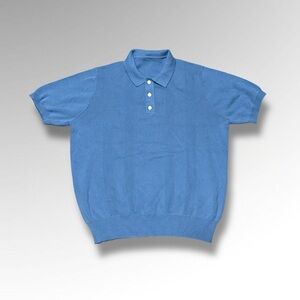 Blue Knit Textured Polo